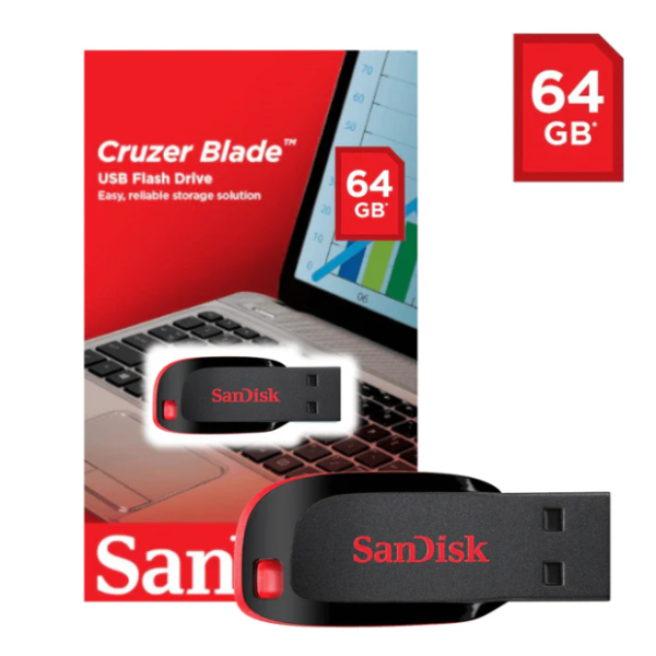 Sandisk Cruzer Blade Usb Flash Drive 64Gb Black (Sdcz50-064G-B35)